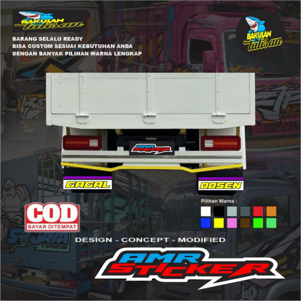 Sticker Cutting Kepet Lumpur Truck Bahan Nyala