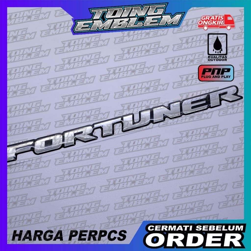 emblem toyota fortuner/emblem timbul toyota fortuner/ emblem silver fortuner, emblem logo fortuner