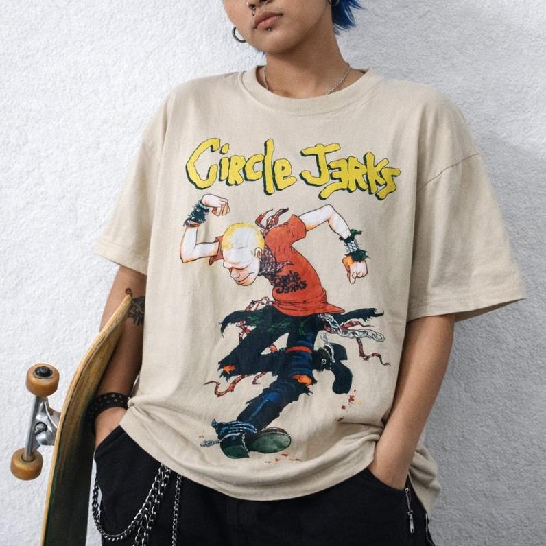Circle Jerks Skankman Hardcore Punk Band T-shirt/Kaos Band Hardcore Punk Circle Jerks Skank Man Unis
