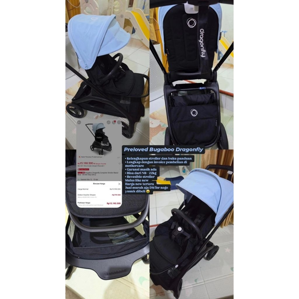Bugaboo Dragonfly - Skyline Blue - Black ( Stroller Preloved )