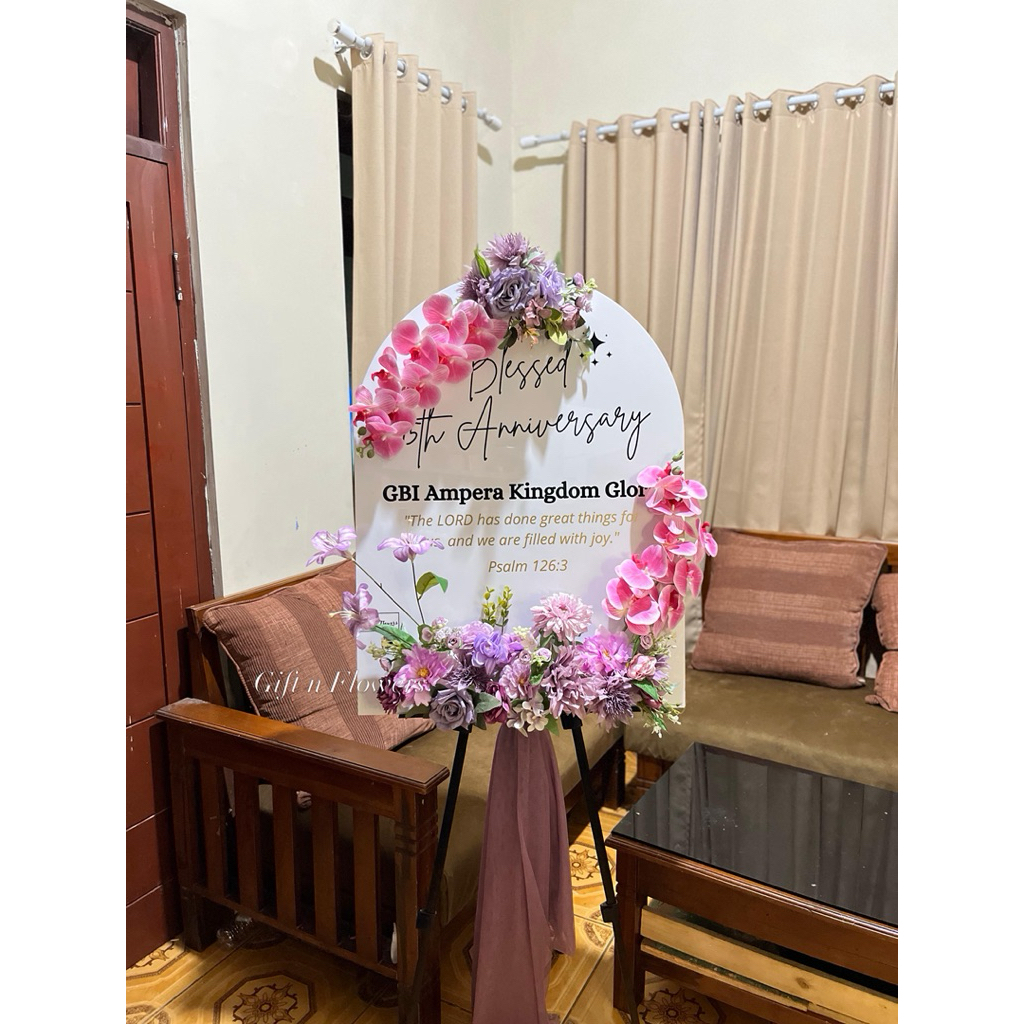 Papan Bunga Ucapan / Papan Bunga Akrilik / Welcome Sign / Papan Bunga Wisuda