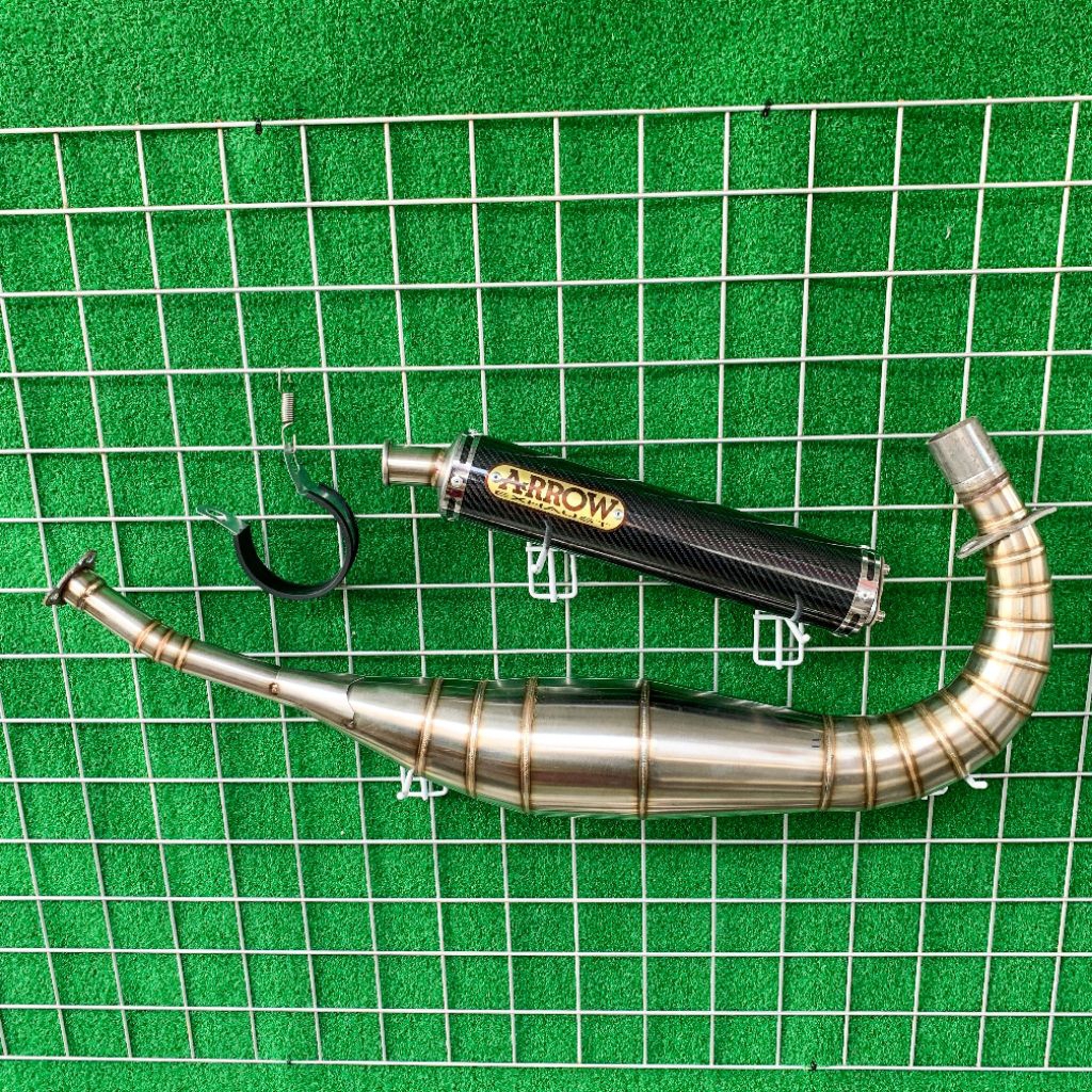 Knalpot Satria 2Tak Lumba Hiu Kolong Samping Arrow