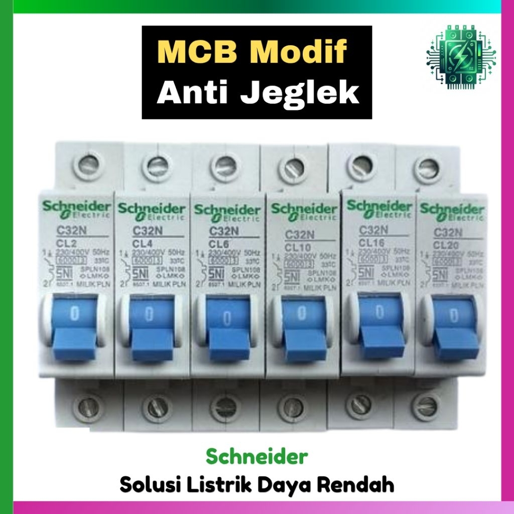 MCB Modif Schneider Merlin Gerin PLN Anti Jeglek 1P Ampere Lengkap 2A 4A 6A 10A 16A 20A 25A 32A 40A 