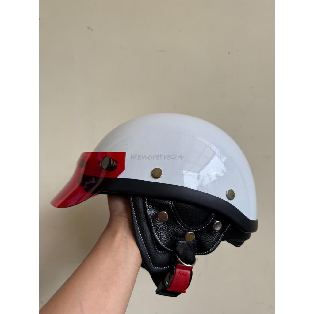 Helm chip sepeda cooper putih glossy vintage -helm sepeda listrik road bike stylish terbaru renoretr