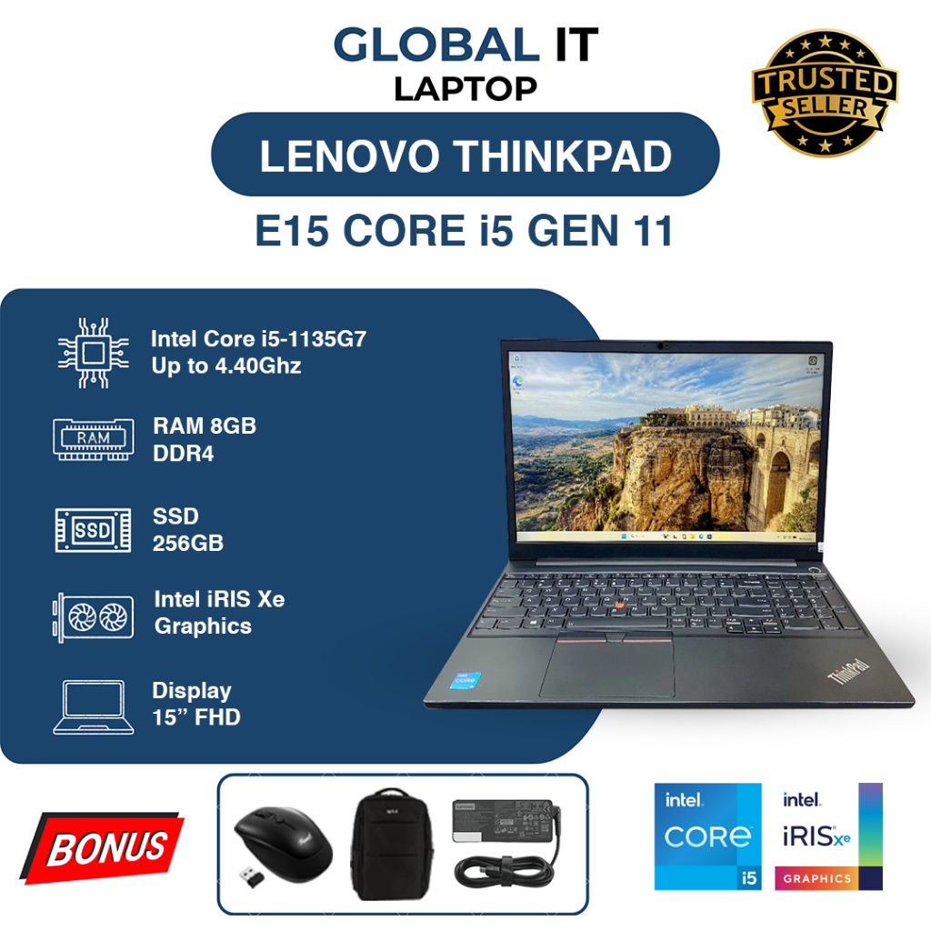 LENOVO THINKPAD E15 CORE i5 GEN 11 8/256 - Laptop Second Murah Bergaransi