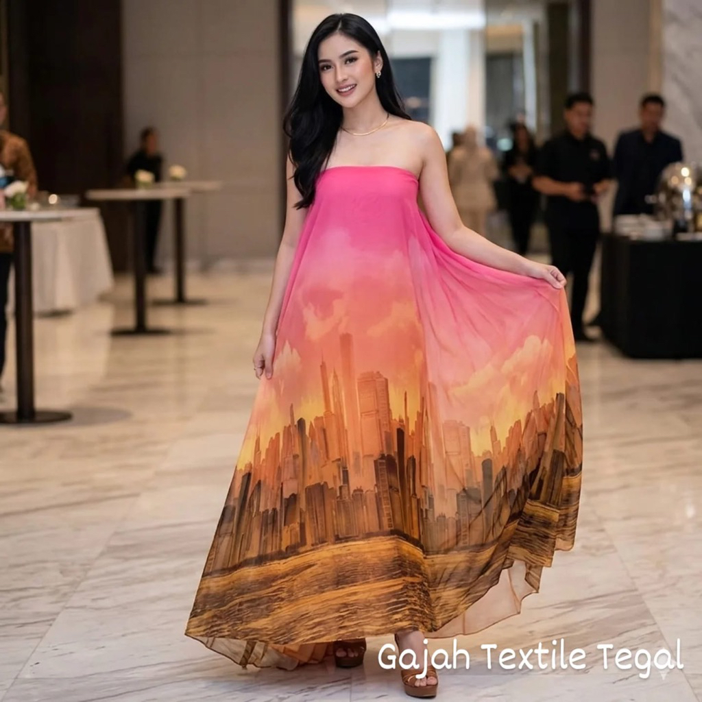 sifon motif kota/sifon gradasi motif/sifon gamis/sifon dress/sifon tunik