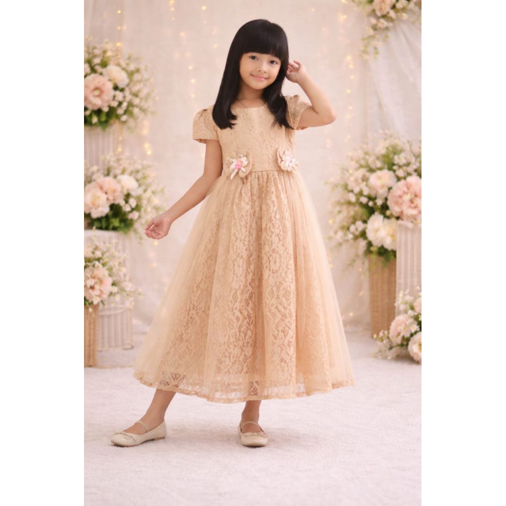 Baju pesta anak brokat /dress pesta anak perempuan / gaun pesta anak