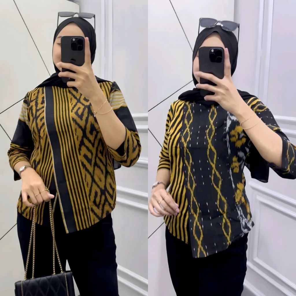 Blouse Tenun Troso, Baju Atasan Blouse Tenun Troso, Baju Blus Kerja Kantor Formal Tenun 102