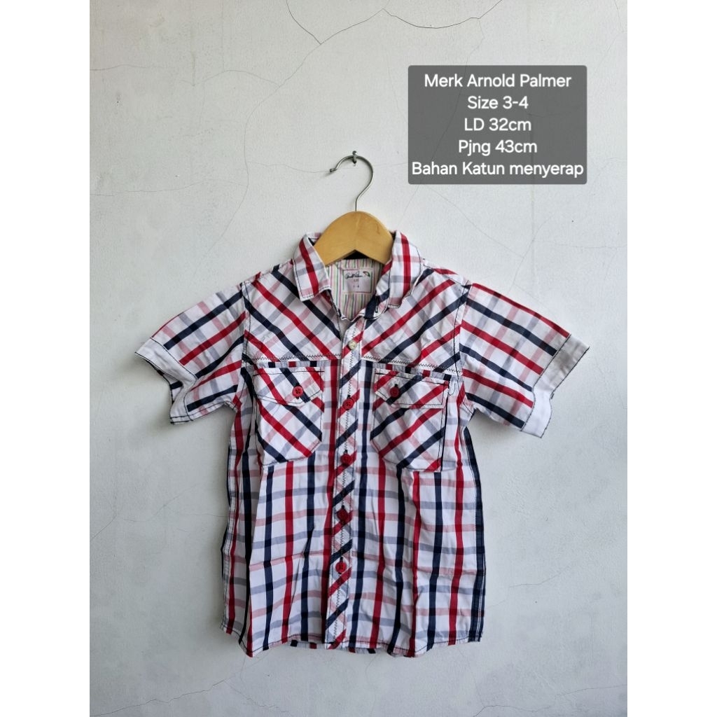 Preloved kemeja anak laki-laki motif salur merk arnold palmer