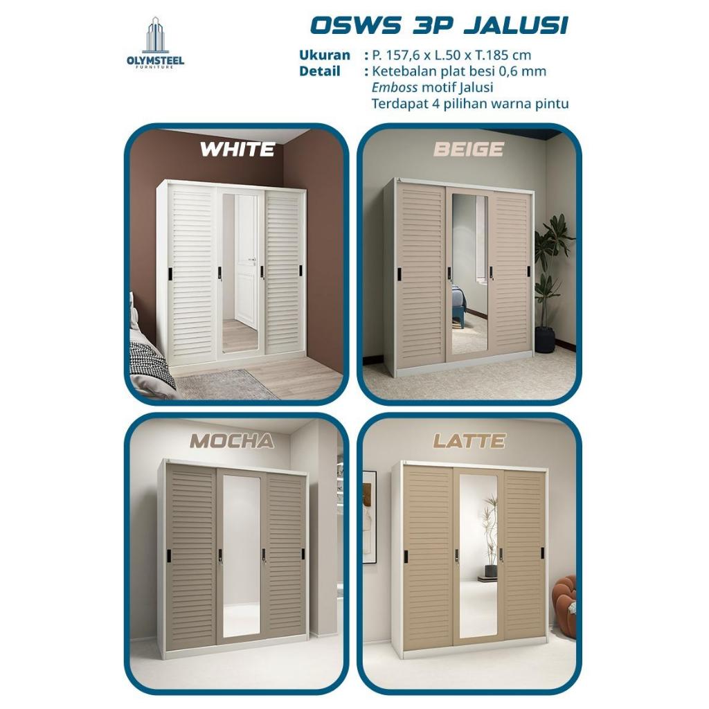 LEMARI BESI 3 PINTU / LEMARI BESI 3 PINTU OLYMSTEEL / LEMARI BESI OLYMSTEEL OSWS 3P JALUSI