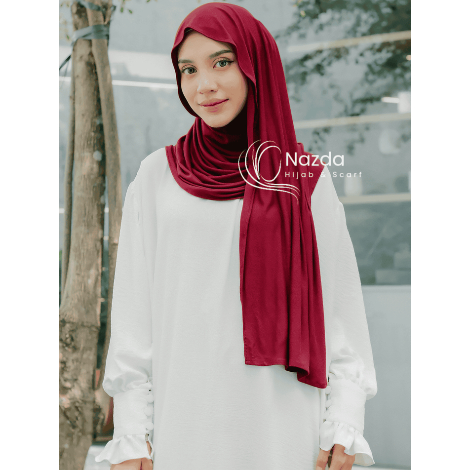 Jilbab Pashmina Kaos Spandex Premium - Model Pashmina, Material Spandex, Warna Polos