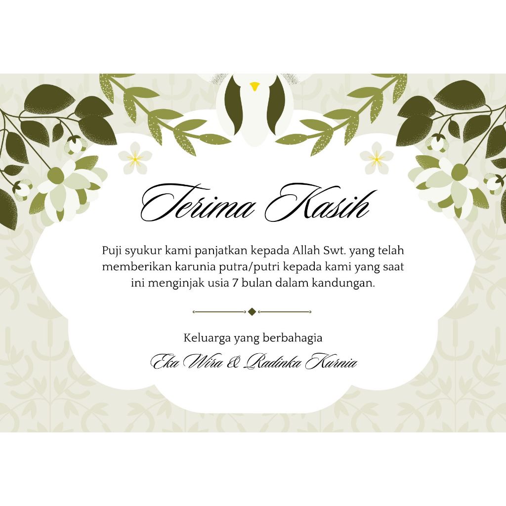 Kartu Ucapan Syukuran Kehamilan 7 Bulanan / Mitoni