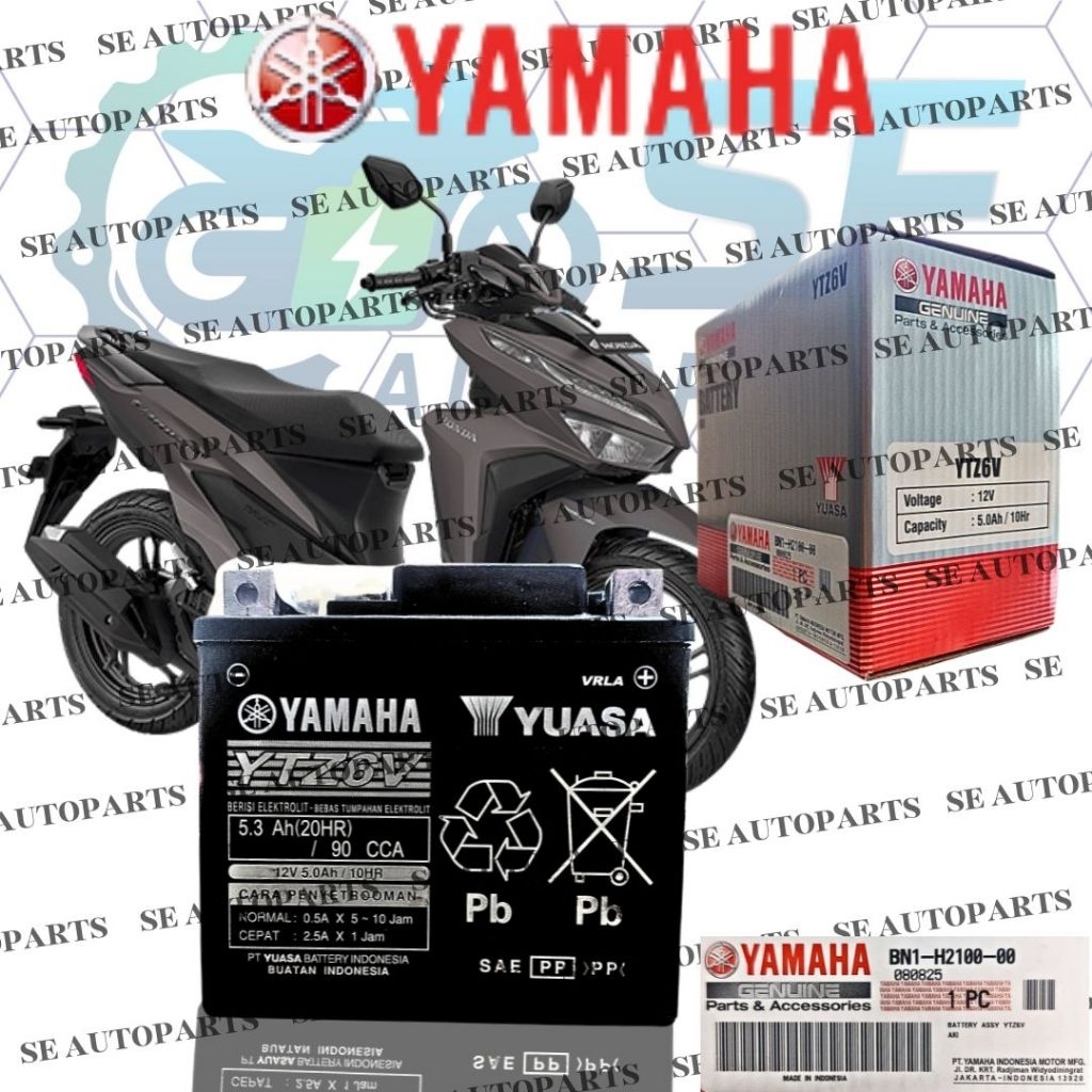 Aki Motor Yamaha Yuasa Original YTZ6V All Vario 125, All Vario 150, All Vario 160