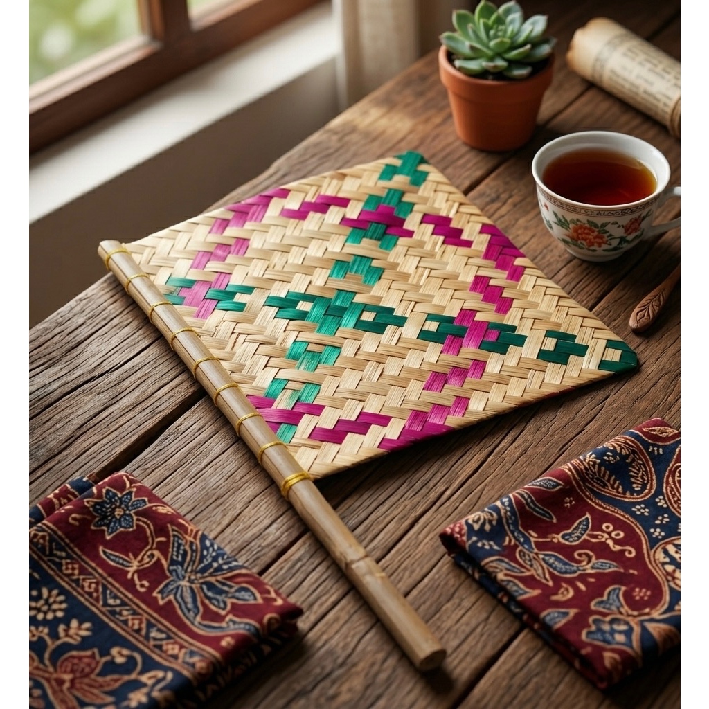 Kipas bambu anyam / hihid kipas bambu / kipas bambu hihid