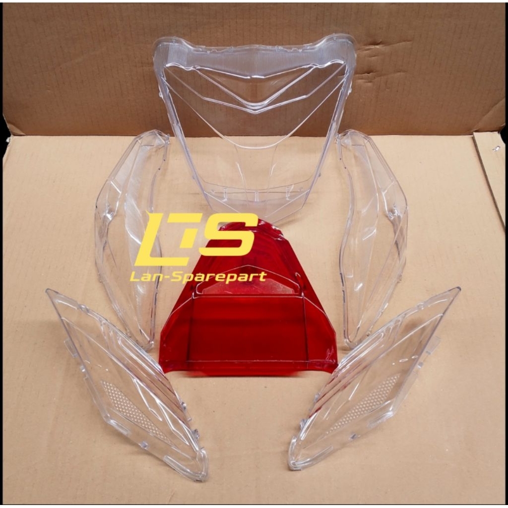 Kaca Mika Lampu Depan + Belakang Honda Beat Esp ECO Street 2016-2019 Narita Original - Set Full