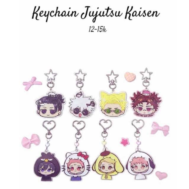 Gantungan Kunci Anime Jujutsu Kaisen Chibi Acrylic Keychain Gojo Geto Nanami Choso Lucu Star Keyring