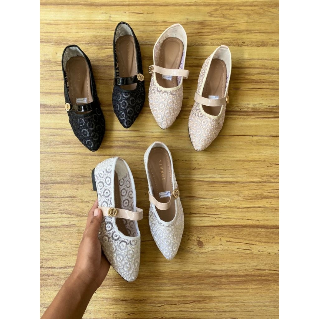 Flatshoes jaring pita pansus viral wanita