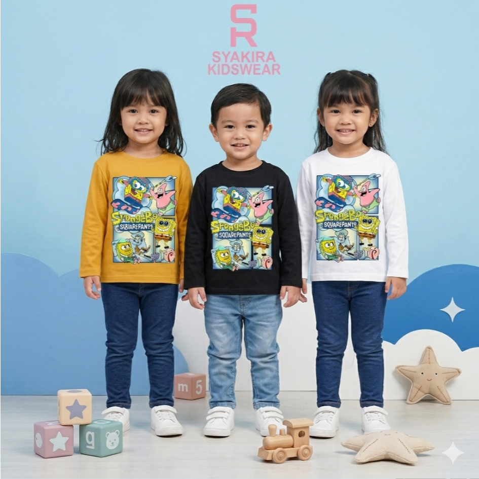 Syakira Kids Kaos Anak Lengan Panjang / Tangan Panjang Anak Laki Laki / Anak Perempuan 1 - 10 Tahun 