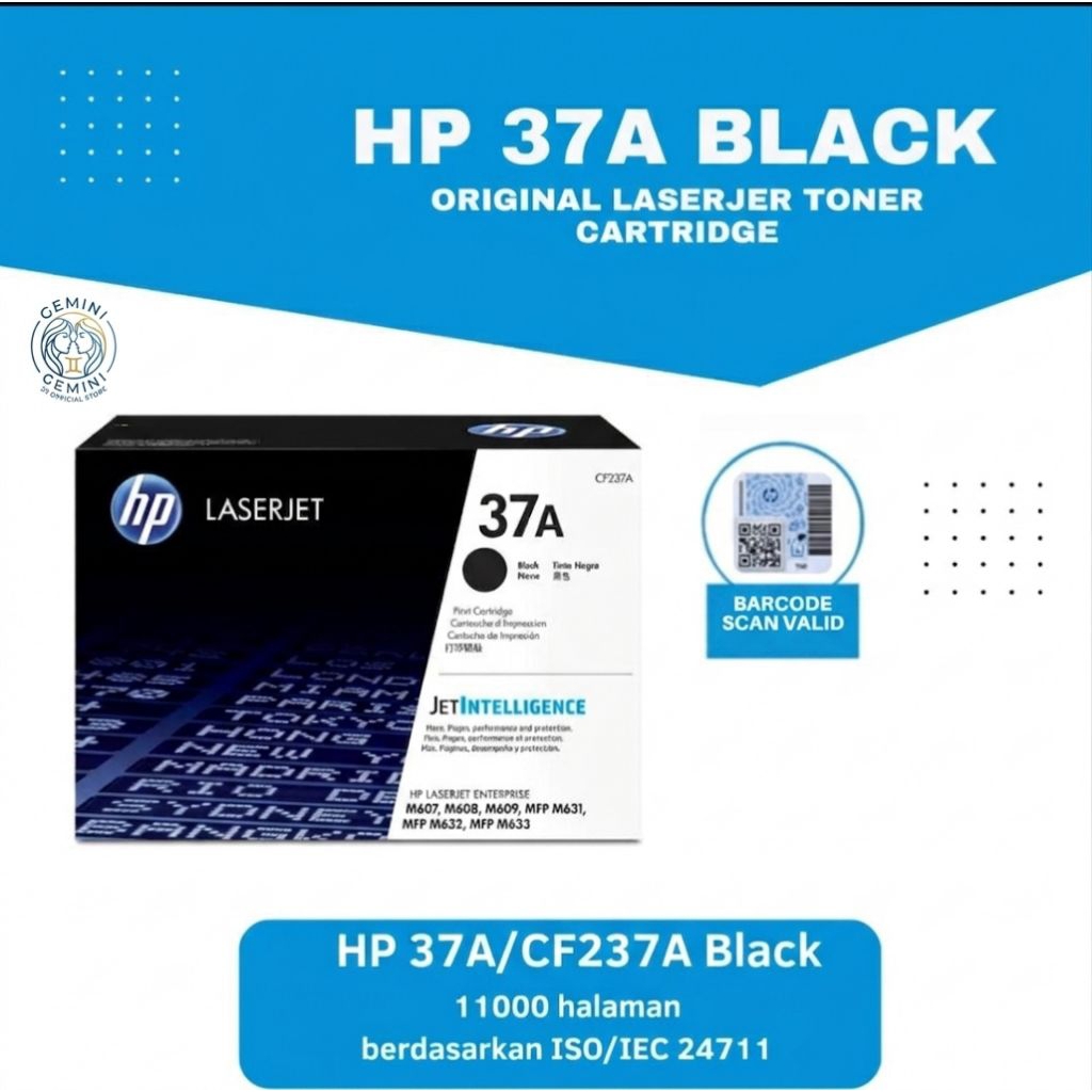 TONER HP LASERJET 37A BLACK ORIGINAL CF237A