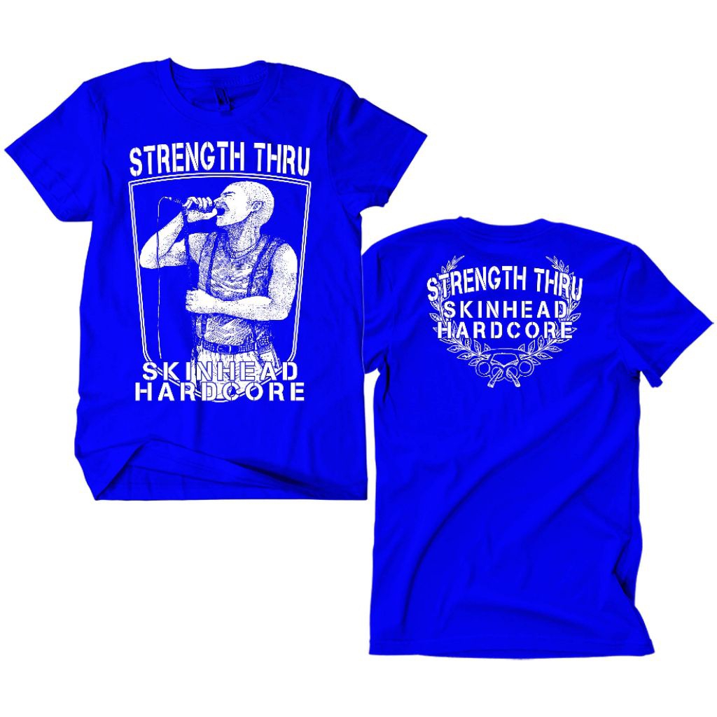 Kaos Band Skinhead Strength Thru - Skinhead Hardcore biru