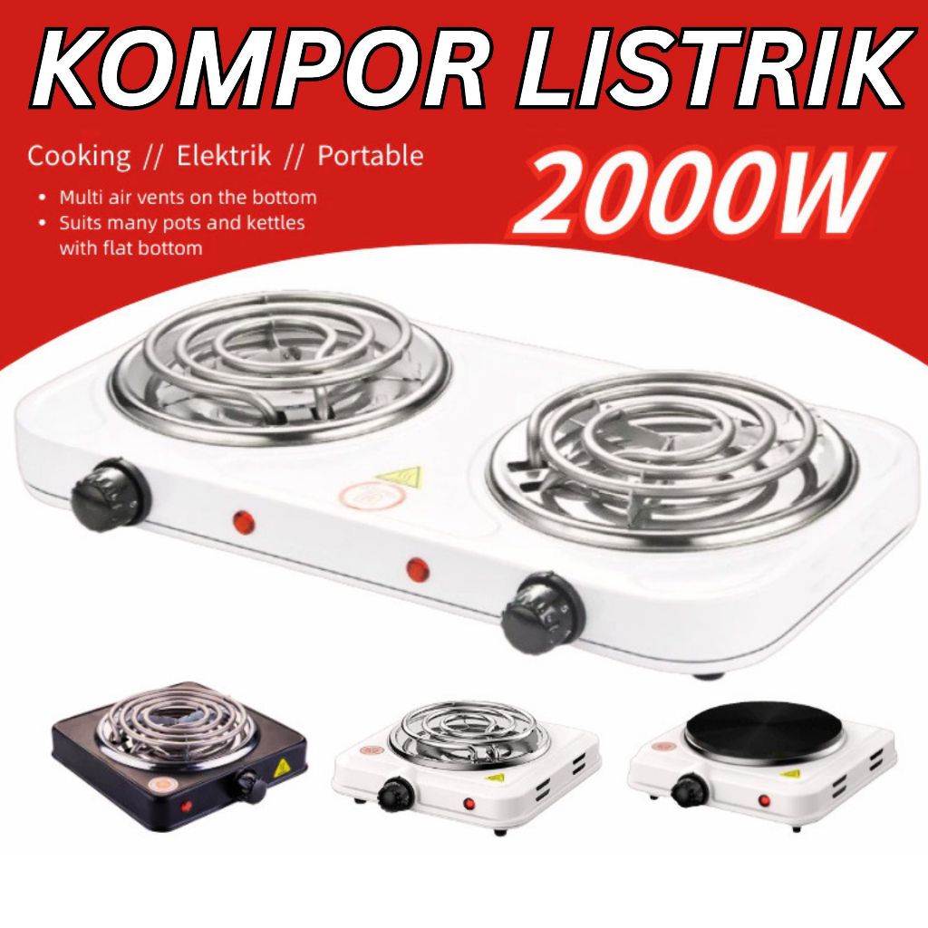 STARLUX Kompor Listrik 2 Tungku Serbaguna Portable 2000W Hemat Listrik Low Watt Hot Plate