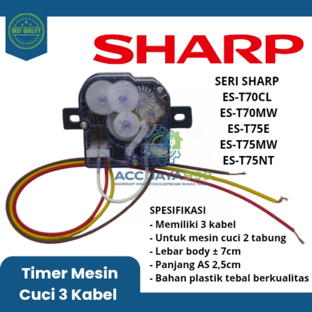 Timer Mesin Cuci 2 Tabung SHARP 3 Kabel - ES-T70CL / ES-T70MW / ES-T75E / ES-T75MW / ES-T75NT