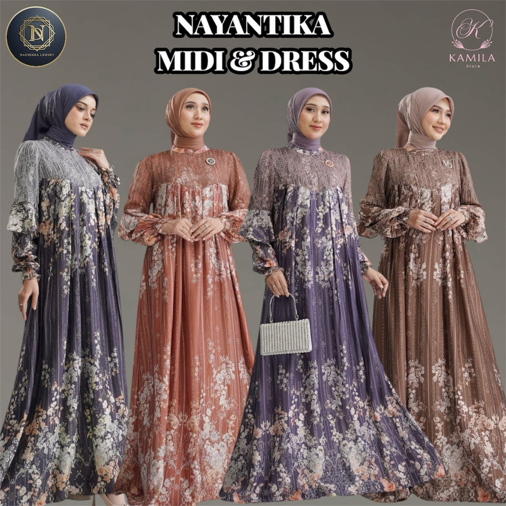 Nayantika Midi & Dress By Nadheera Luxury Dress Nadheera Luxury Rayon Premium Gamis Nadheera Luxury