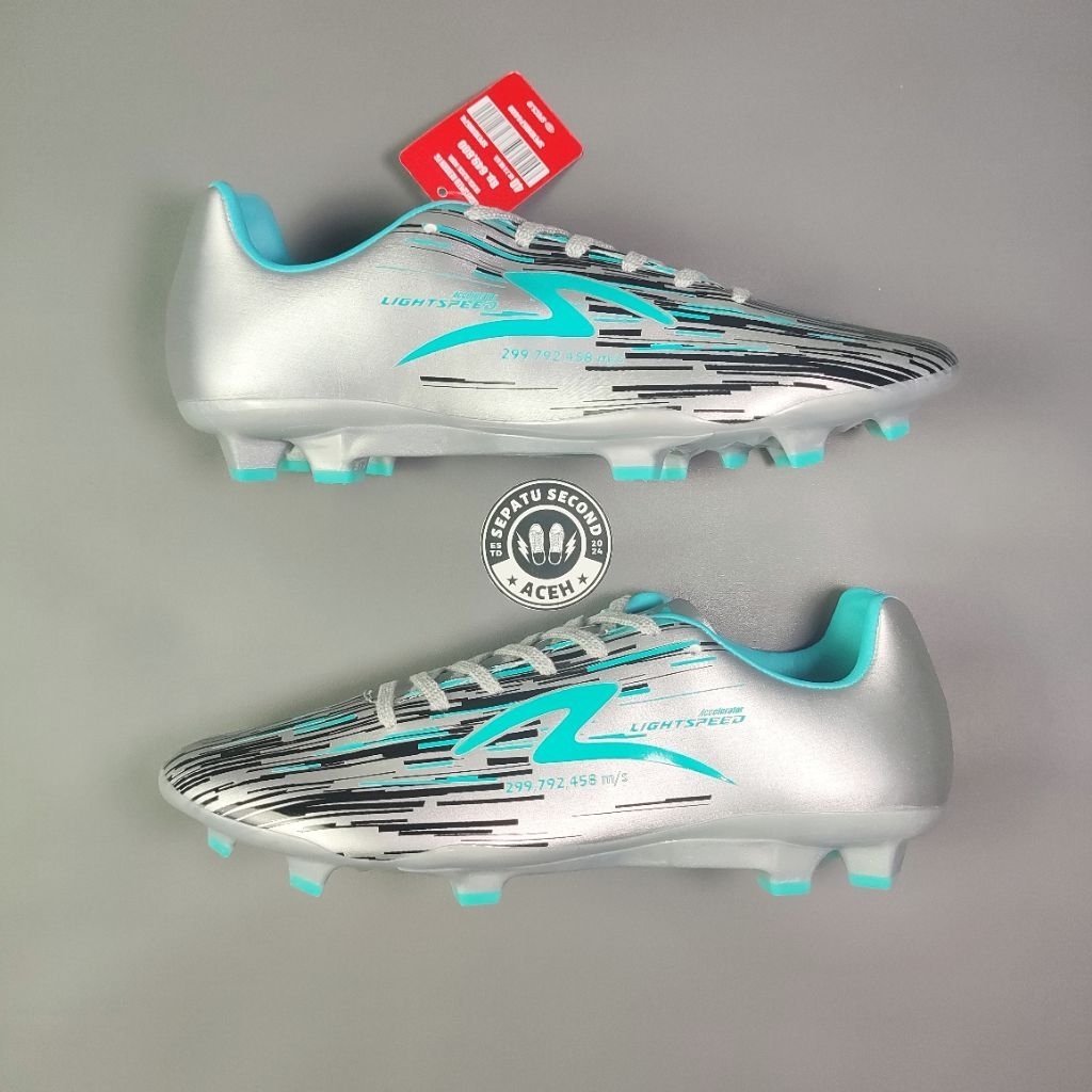 [NEW] SEPATU BOLA LIGHTSPEED REBORN SILVER BLACK AQUA