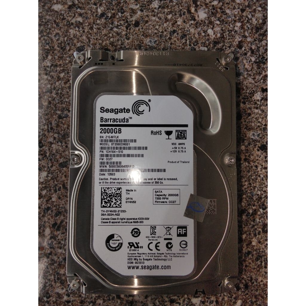 hardisk Seagate 2 TB kondisi rusak (health 4%)