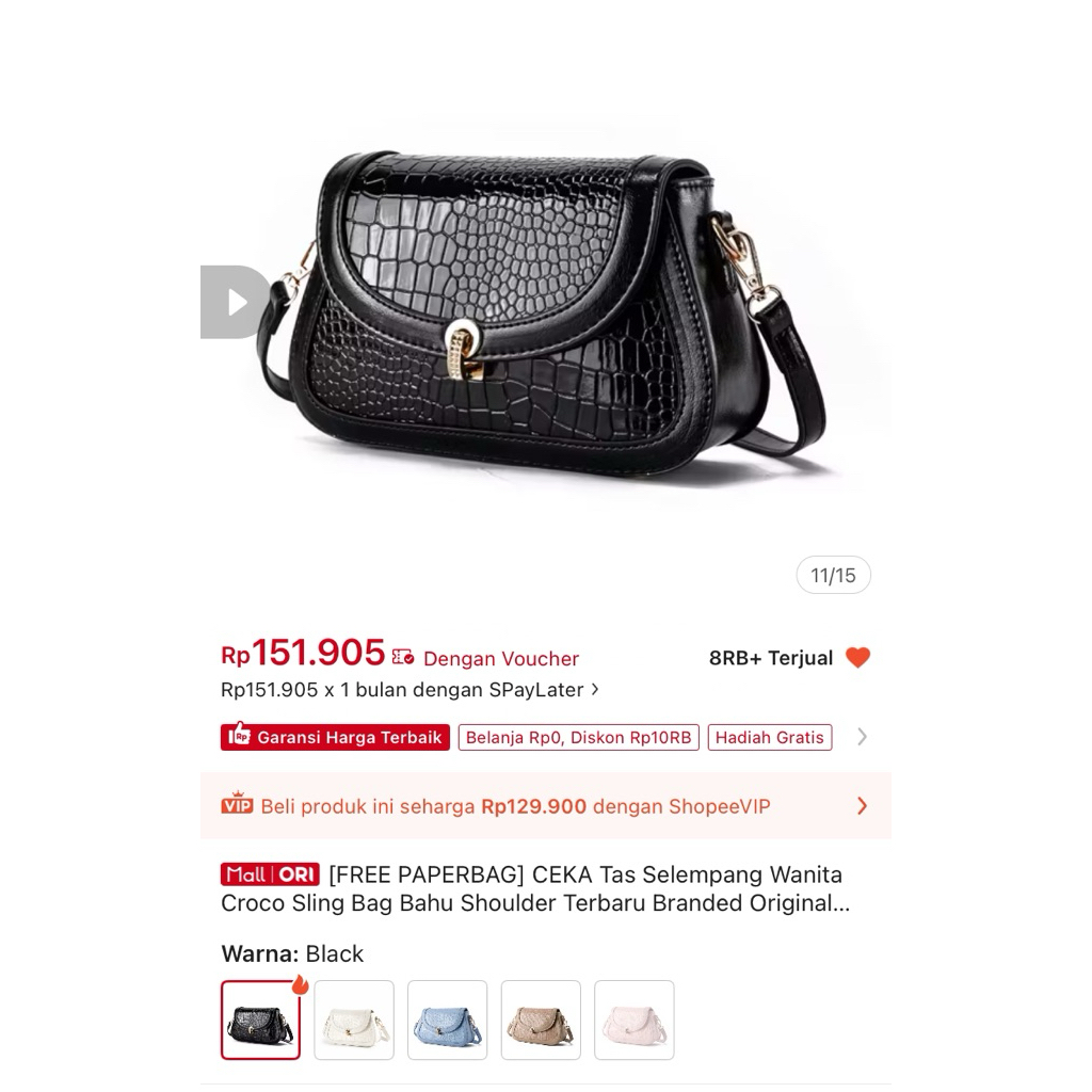 CEKA Tas Selempang Wanita Croco Premium - Black
