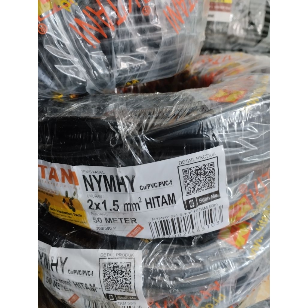 Kabel serabut tembaga murni kitani 2x1.5 50M