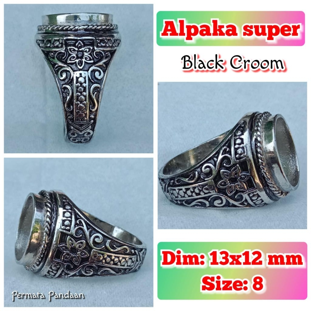 cincin emban batu akik batu permata alpaka super ukir Bali.98
