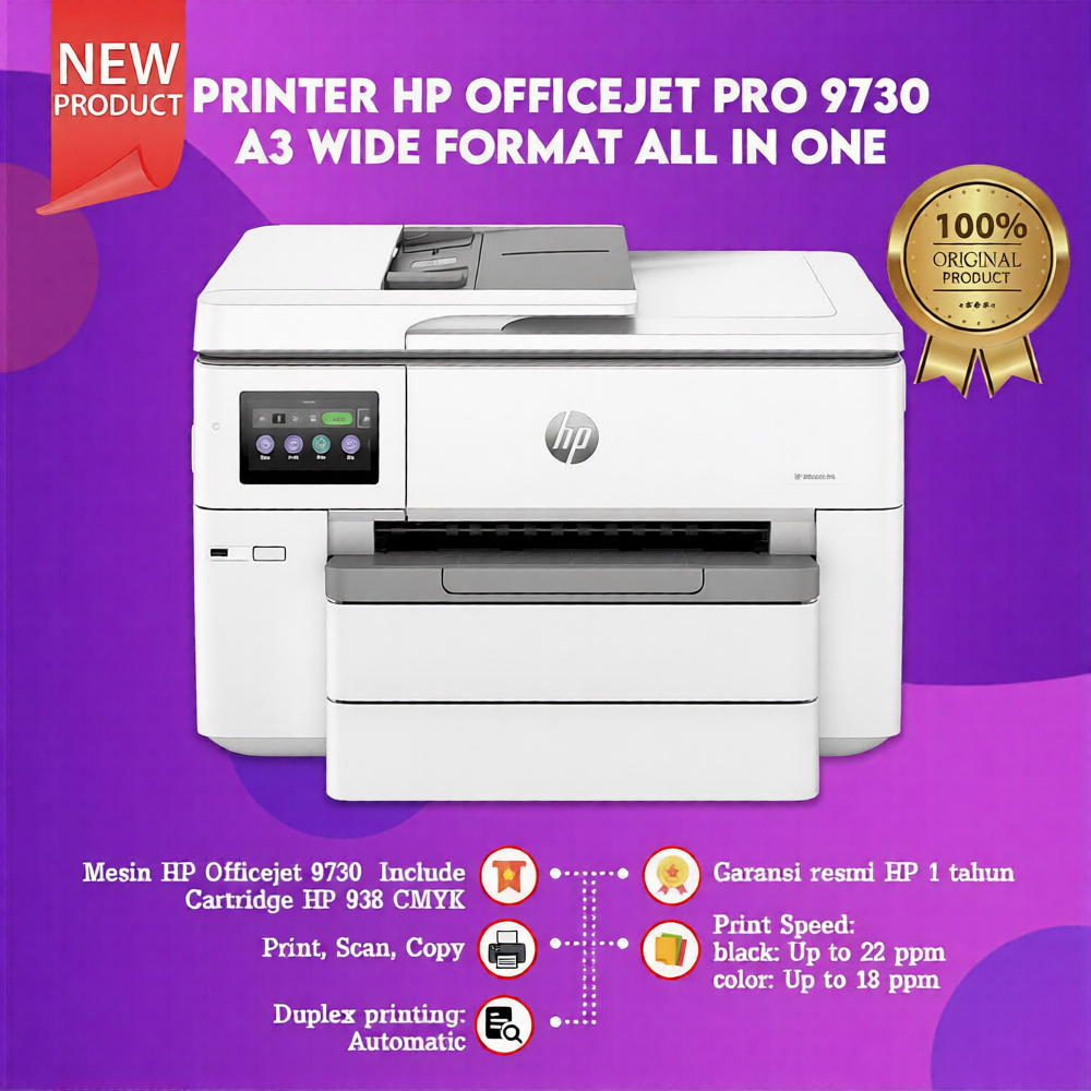 FixPrint Printer HP Officejet 9730 A3 All In One Wireless ADF Fax  Pengganti Printer 7740 Garansi Re