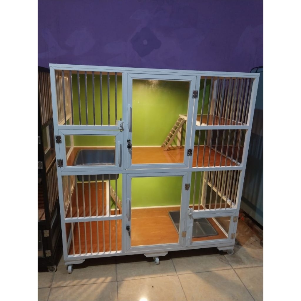 kandang kucing alumunium 2kamar xl