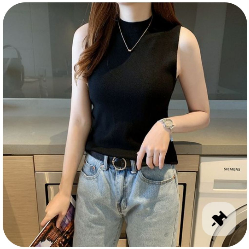 Manset Tanpa Lengan Leher Oblong Wanita||Kaos Oblong Lekbong