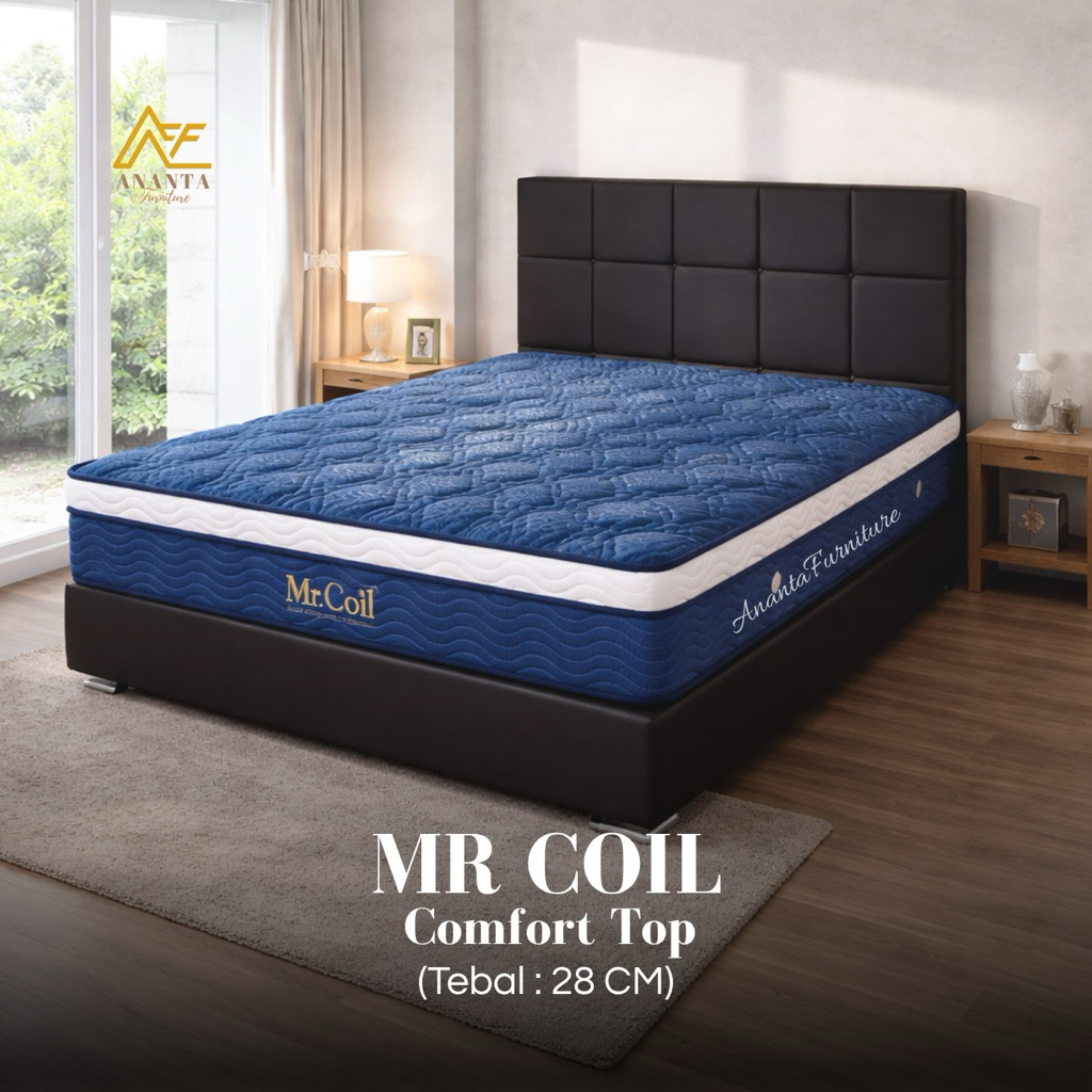 Spring Bed MR Coil 28 CM – Kasur Tebal Nyaman + Divan & Sandaran | Full Set Lengkap