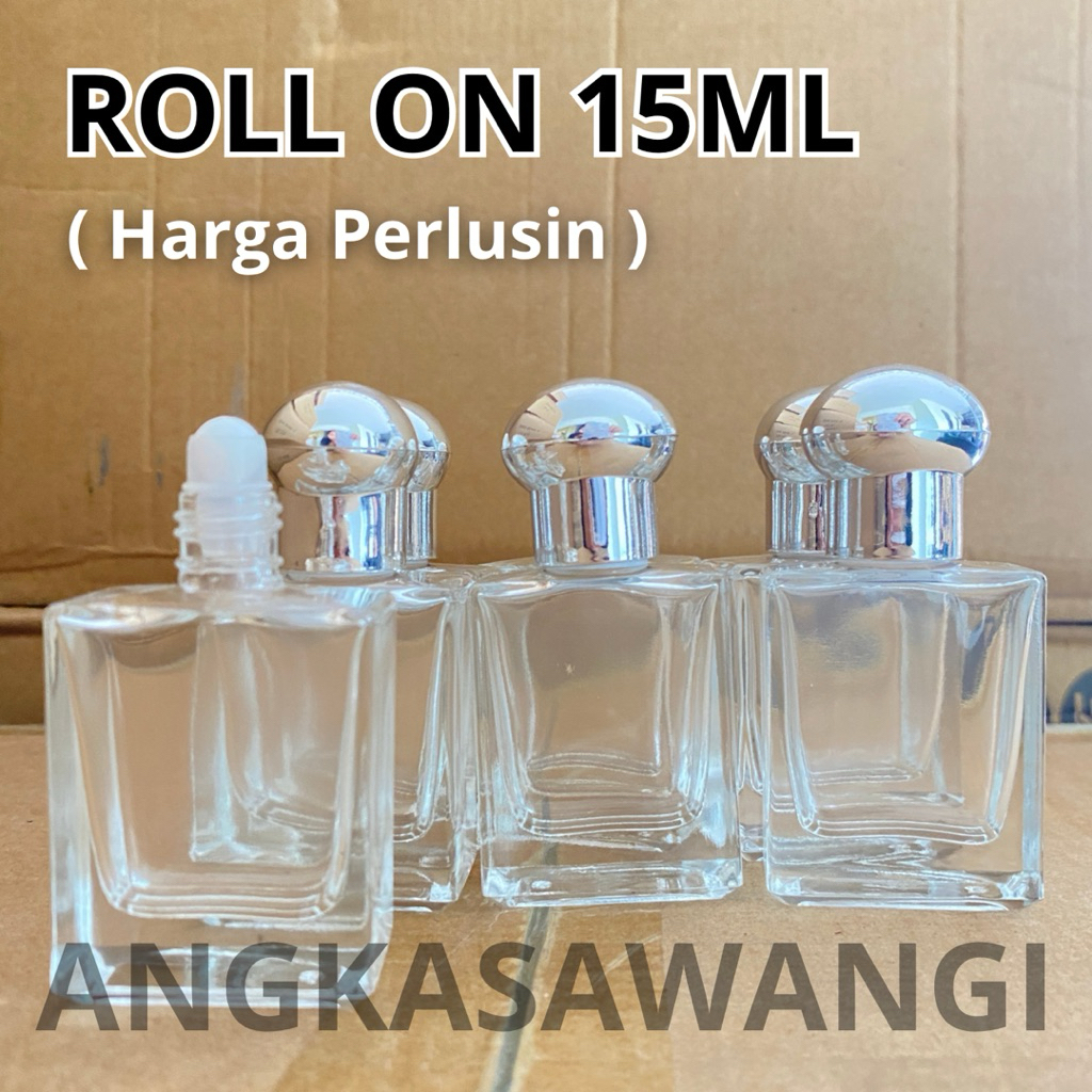 BOTOL ROLL ON 15ML HRMS SILVER ( PER LUSIN ) / Botol Parfum Roll On 15ml Kotak Bening