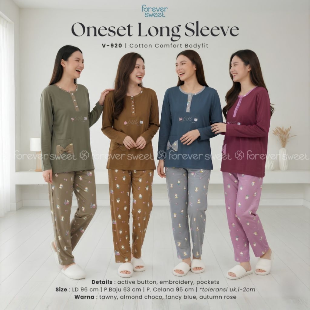 Babydoll PP Bodyfit Merk Forever Baju Panjang Celana Panjang