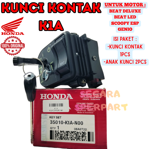KUNCI KONTAK SET KODE-K1A HONDA MOTOR BEAT DELUXE BEAT LED SCOOPY ESP GENIO KUALITAS ASLI 100% ORI .