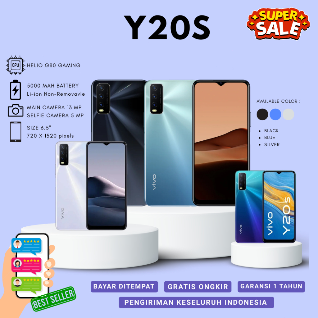HANPHONE SMARTPHONE ANDROID Y20S RAM 8GB ROM 256GB HOT SALE NEW GARANSI 1 TAHUN