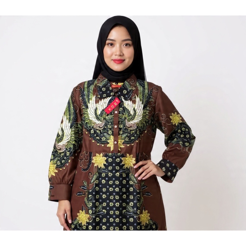 MDK Batik Tunik Motif Garuda Lengan Panjang / Baju Batik Wanita