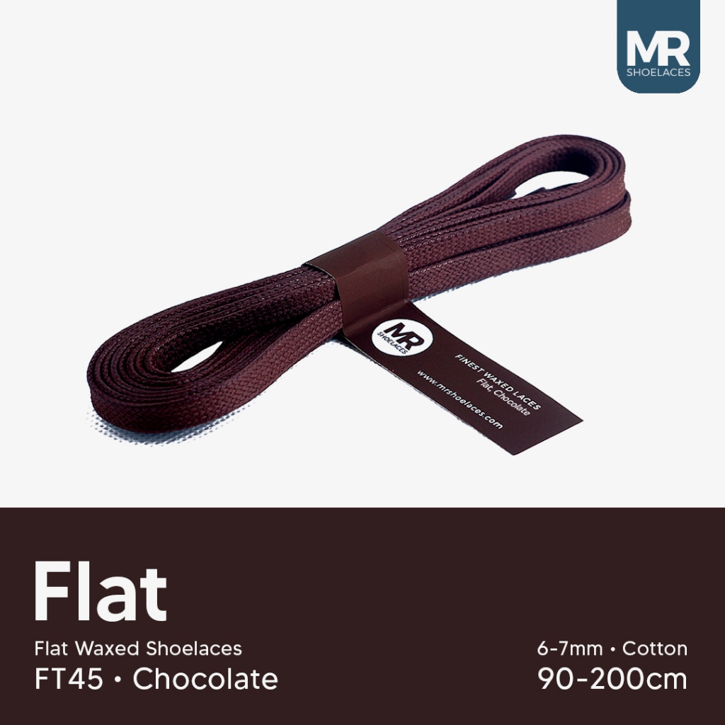 MR Shoelaces FT45 Chocolate (Coklat) - Tali Sepatu Lilin Gepeng (Flat) 6-7mm 80cm 90cm 100cm 120cm 1