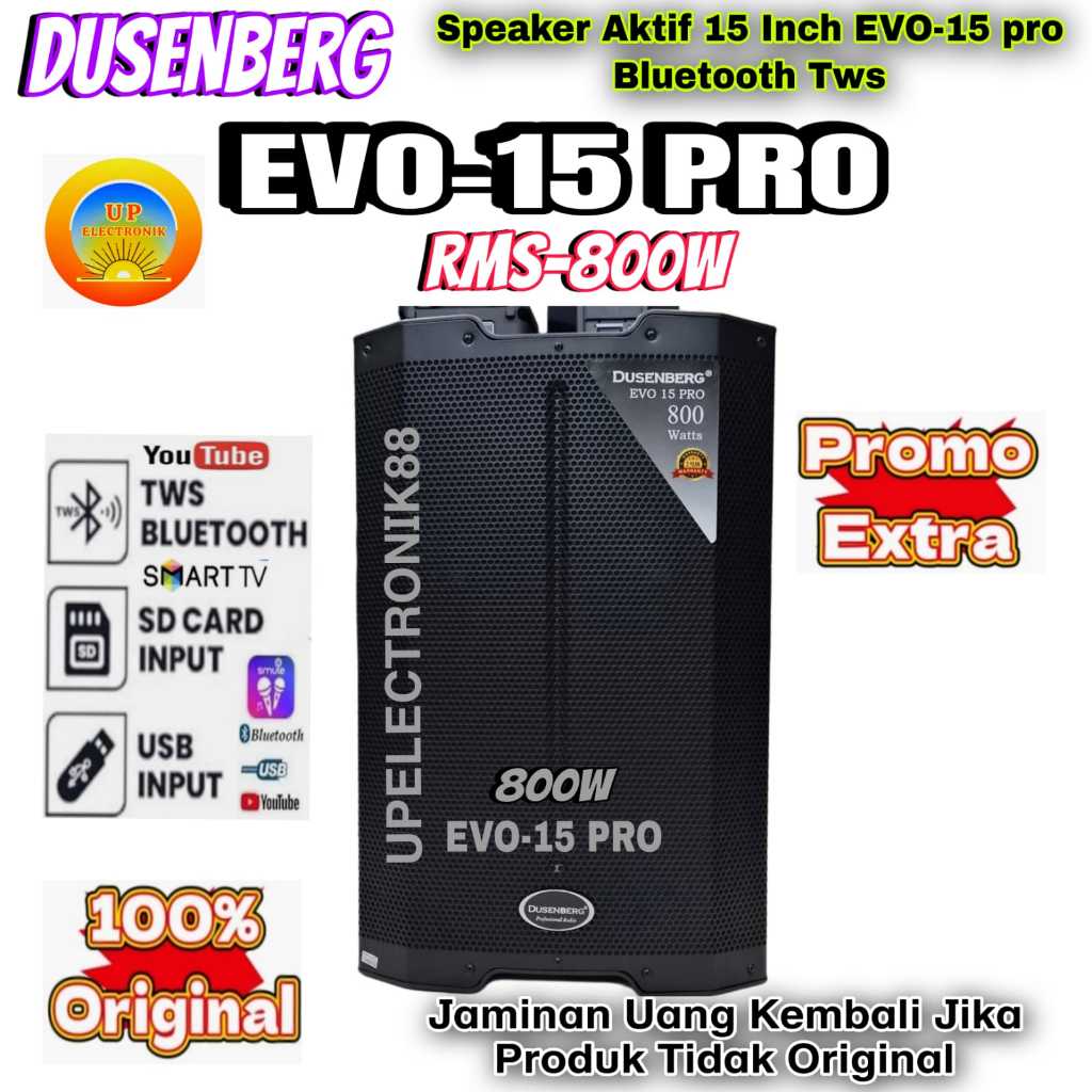 Speaker Aktif 15 Inch DUSENBERG EVO 15 PRO 800Watt Bluetooth Original Satuan/Pcs