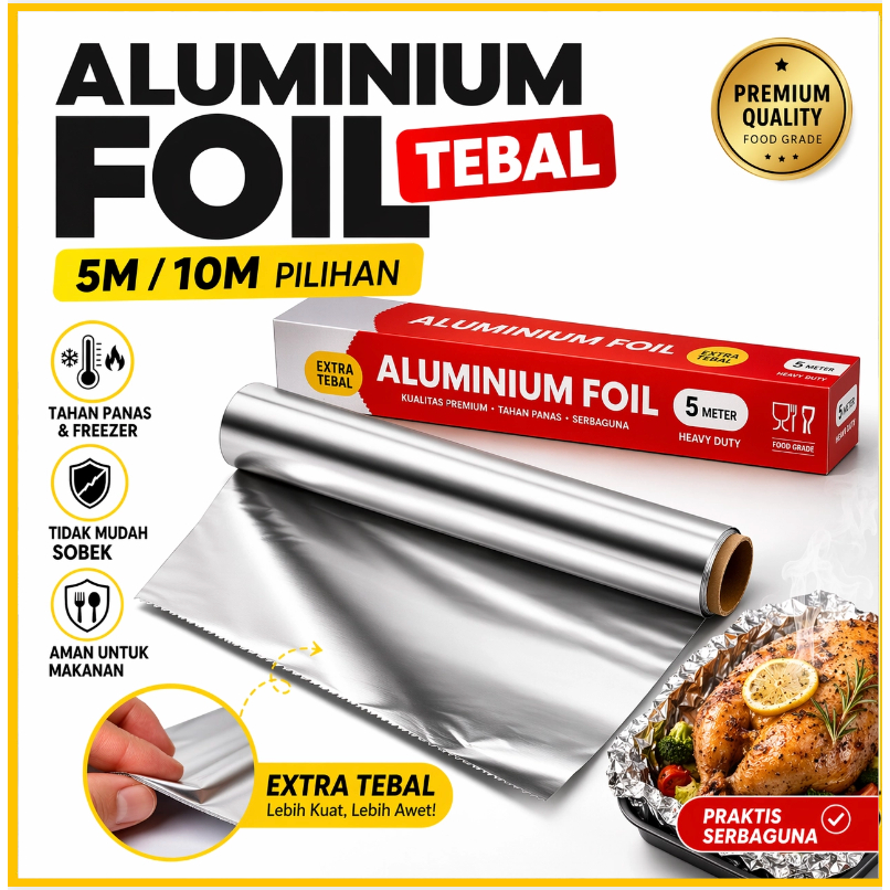 ALUMINIUM FOIL / KERTAS ALUMINIUM FOIL ROLL UNTUK MAKANAN