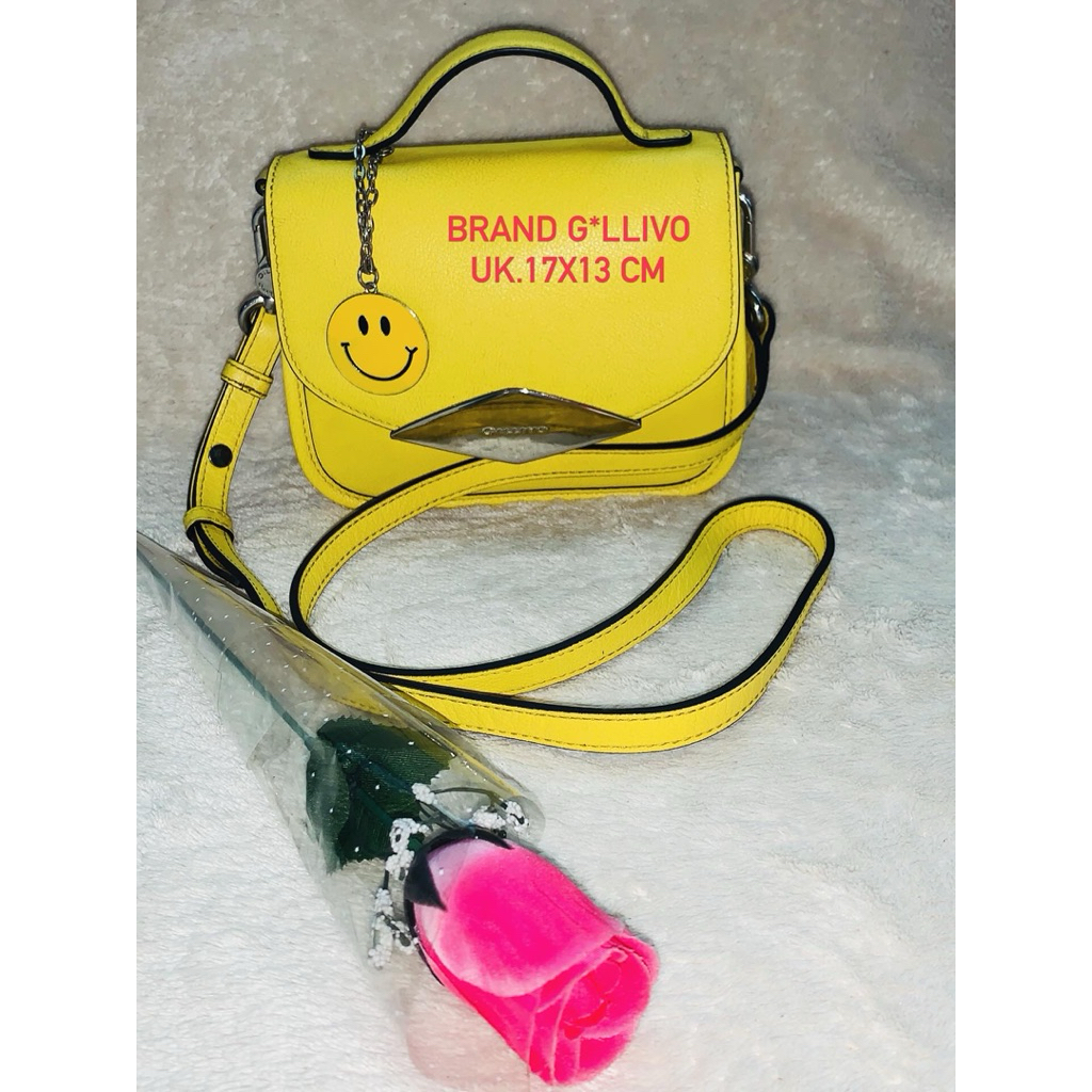 Brand G*llivo Preloved Sling mini Kulit Wanita Lengkap Top Handle