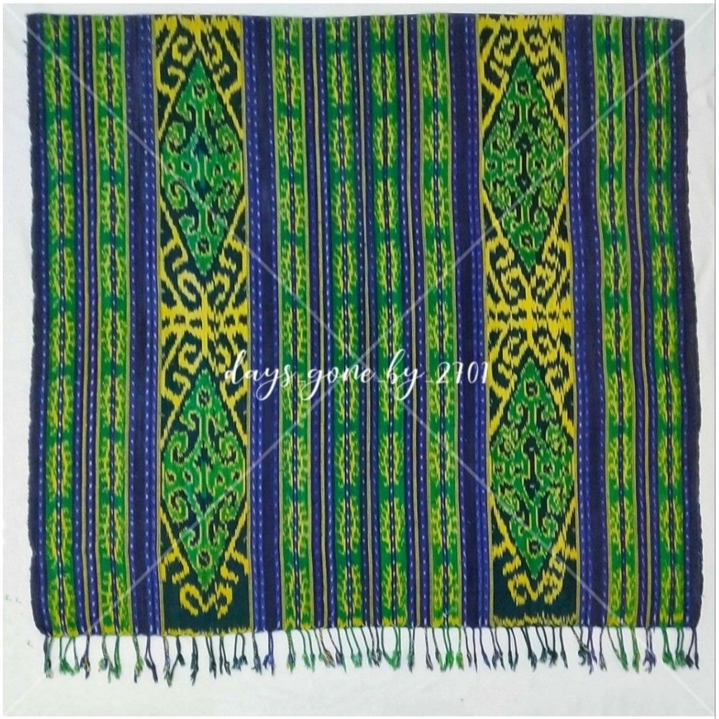 Kain Tenun Ikat Jepara / Troso Asli dan Tebal Hijau Kuning Biru