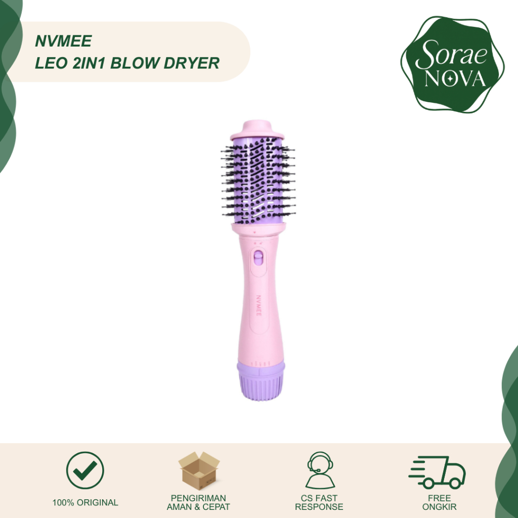 NVMEE LEO BLOW DRYER - Sisir Pengering Hot Air 2in1 Low Watt Natural Blow with Volume