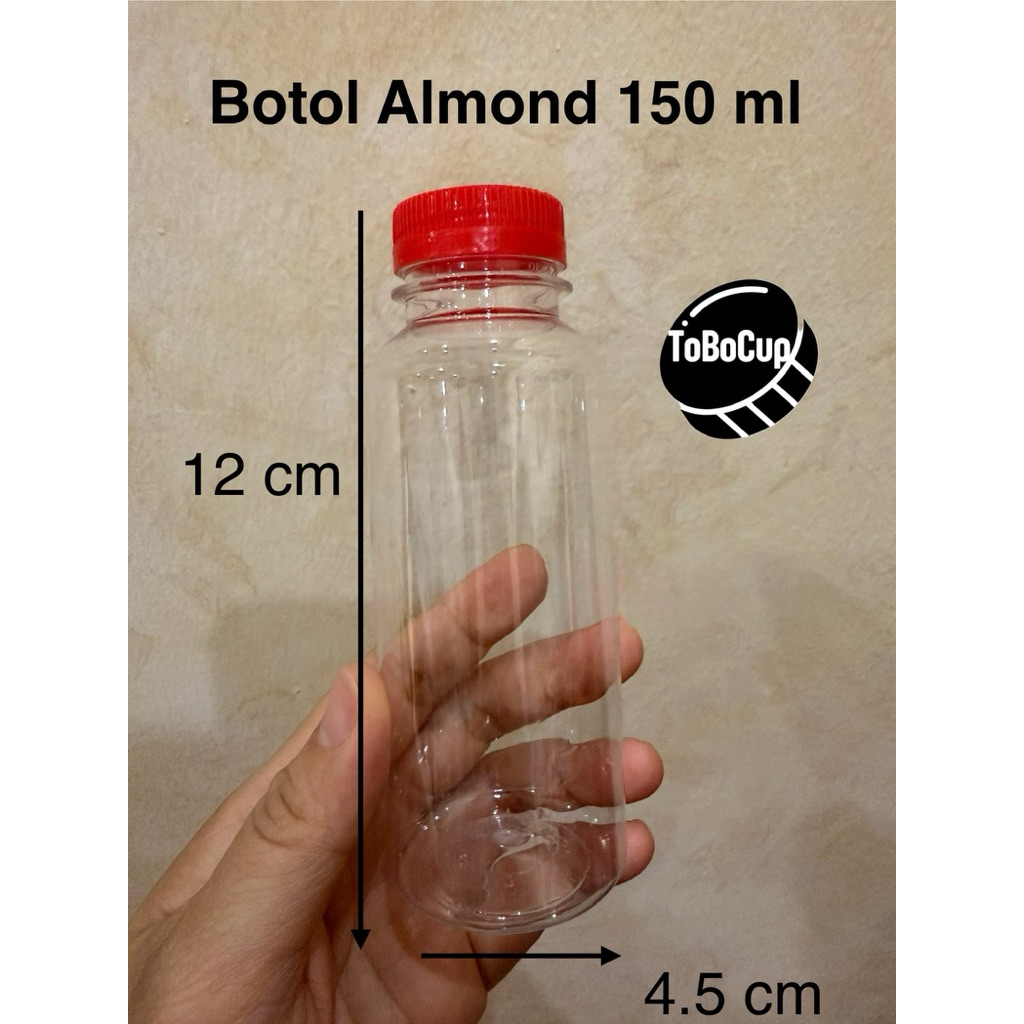 ISI 50 PCS BOTOL ALMOND MINI 150ML / BOTOL SIRUP / BOTOL PLASTIK KECIL / BOTOL MINUMAN RASA / BOTOL 