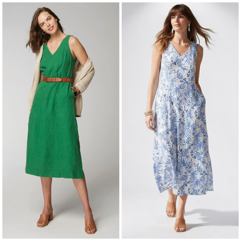 Dress J.Jill Linen Seamed V-Neck Midi Dress