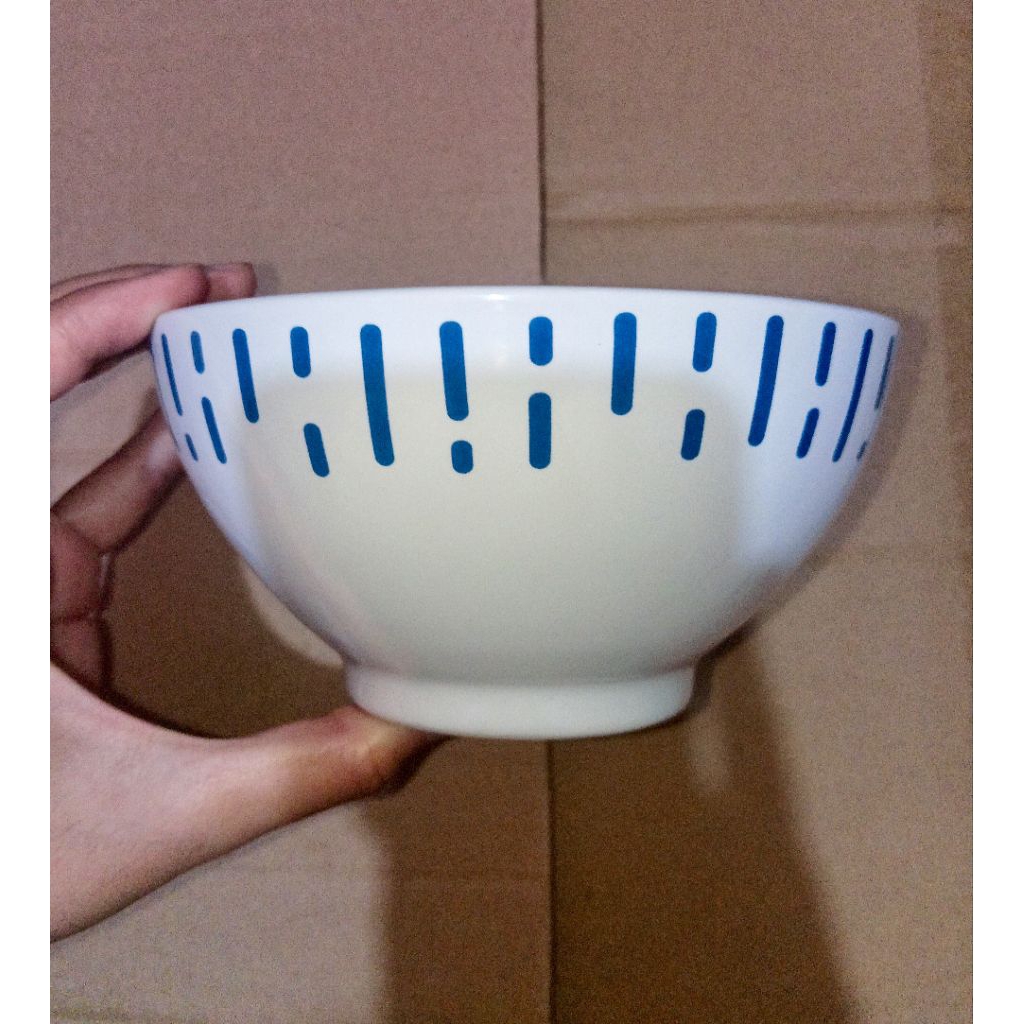 [NEW ORI] MINISO MANGKUK KERAMIK STRIPE BIRU 15CM TEMPAT PIRING DINNER PLATE STRIPE SERIES KERAMIK -